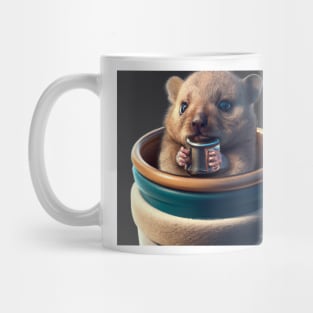A wombat in a tea cup drinking tea Mug